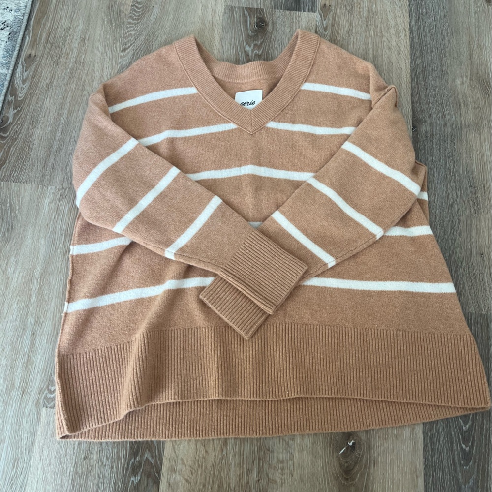 NWT Aerie brown and white striped sweater - so soft!